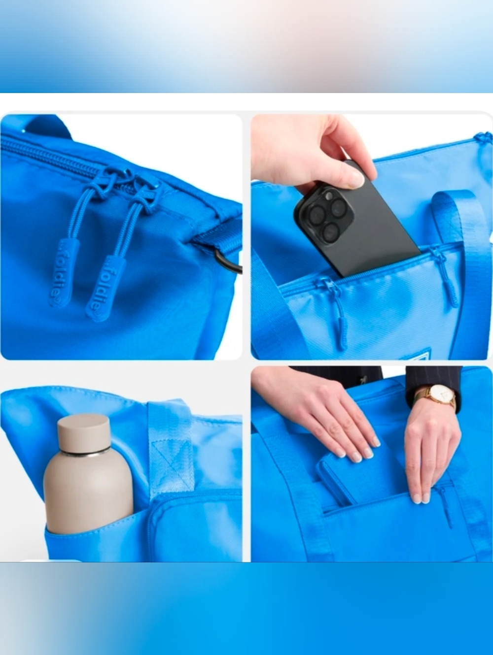 The Foldie Travel Bag, Azure Blue, New! - Picture 5 of 6
